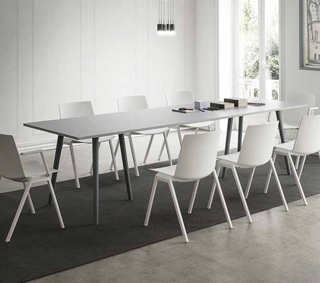 stapelstoel kunsstof wit vergadertafel inklapbaar wit